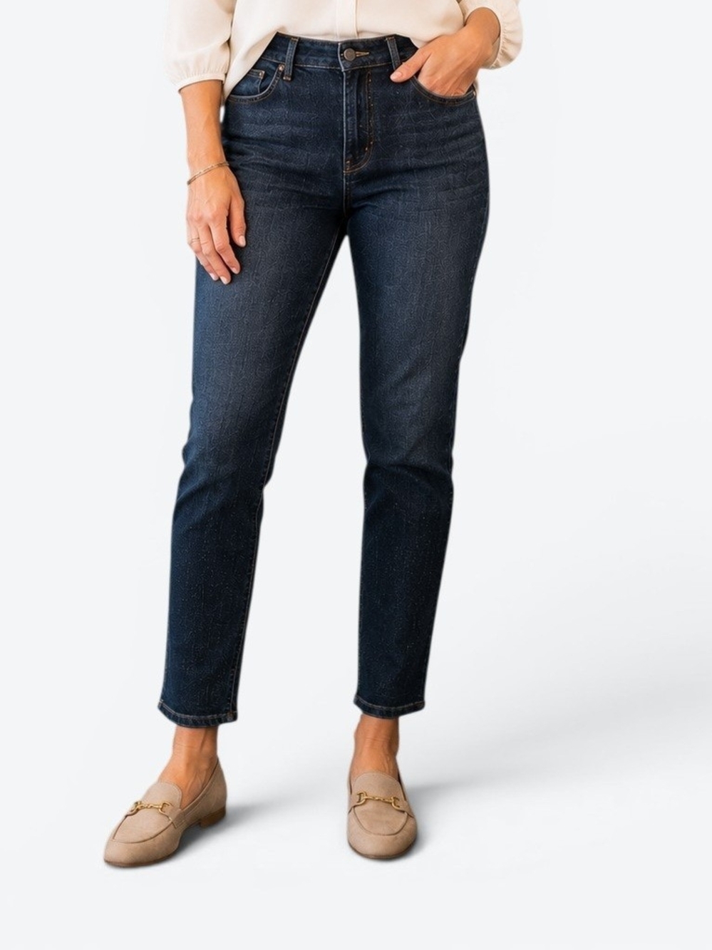 Talbots Curvy Slim Ankle Jeans Womens Size 6 Dark Wash Stretch Denim 28x29